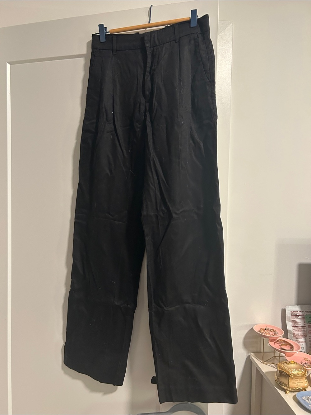 American Eagle Outfitters Black Wide-Leg Trousers
